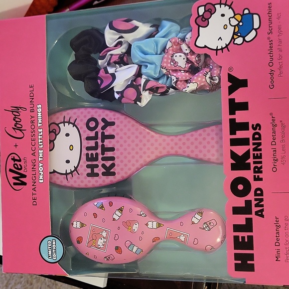 Hello Kitty Other - Hello Kitty wet Brush Set, mini and original size detangler,Goody scrunchies